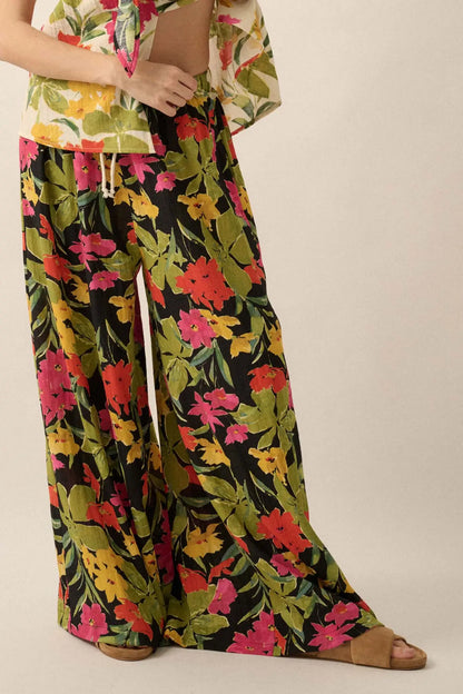 Mahalo Mood Tropical Floral Wide-Leg Pants