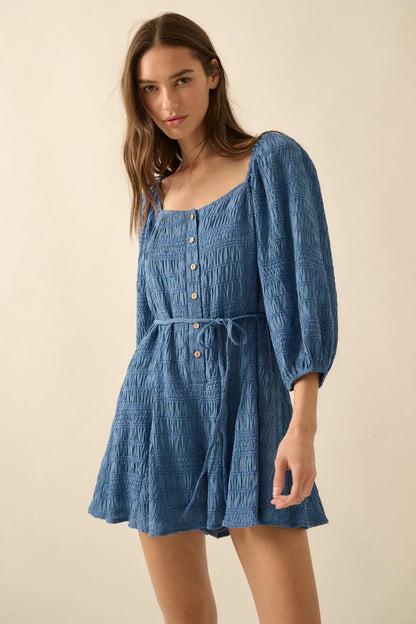 Day by Day Smocked Bubble-Sleeve Romper