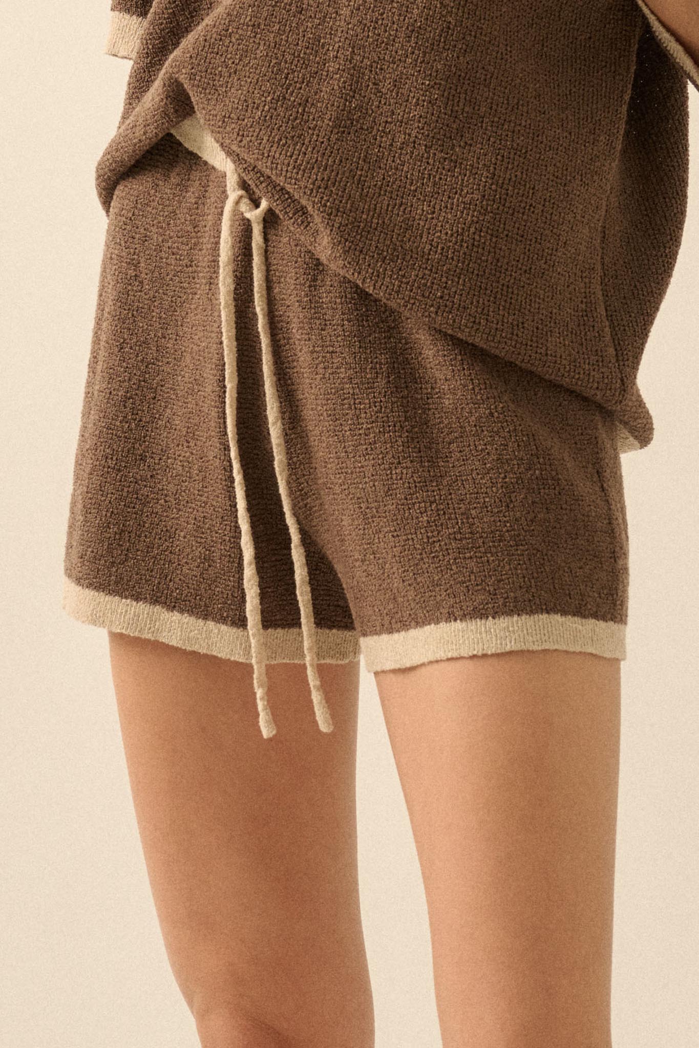 Easy Breezy Contrast Knit Drawstring Shorts