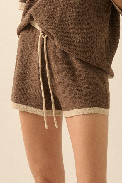 Easy Breezy Contrast Knit Drawstring Shorts