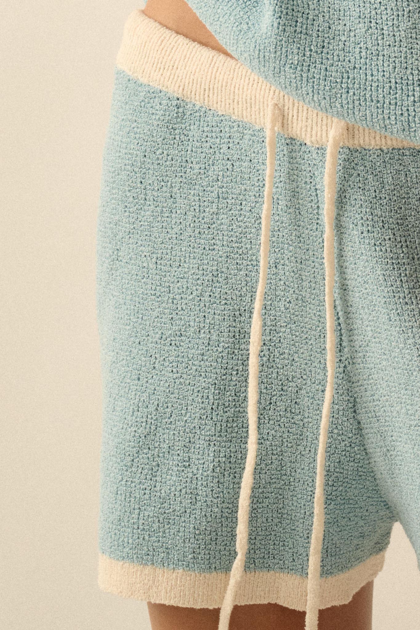 Easy Breezy Contrast Knit Drawstring Shorts