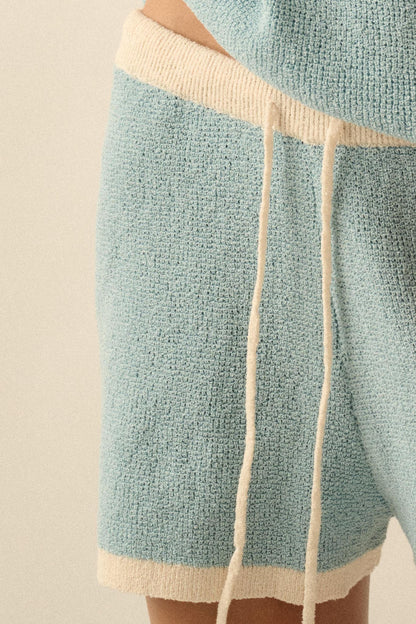 Easy Breezy Contrast Knit Drawstring Shorts