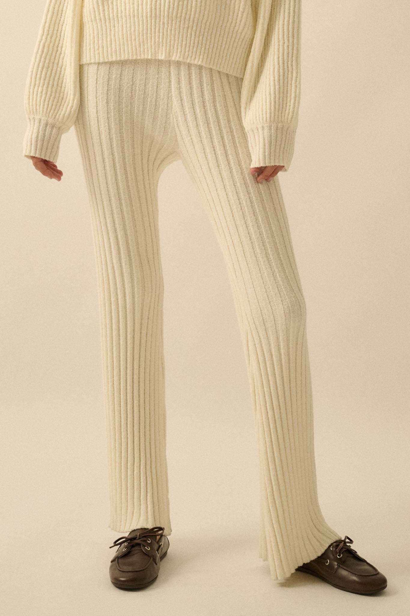 Promise the Label Textured Rib-Knit Sweater Pants
