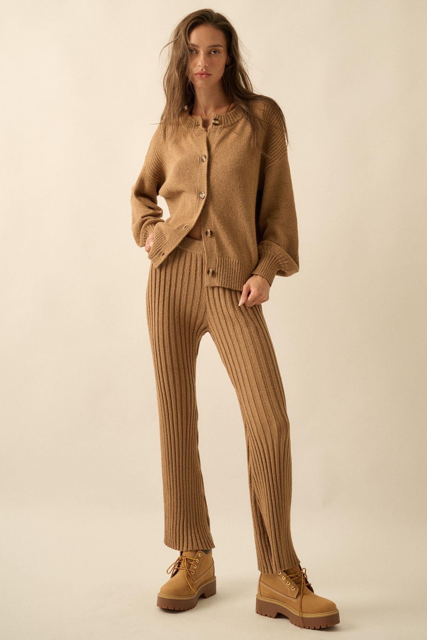 Promise the Label Textured Rib-Knit Sweater Pants