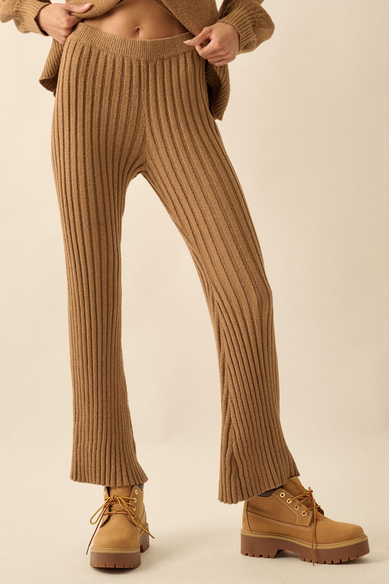 Promise the Label Textured Rib-Knit Sweater Pants