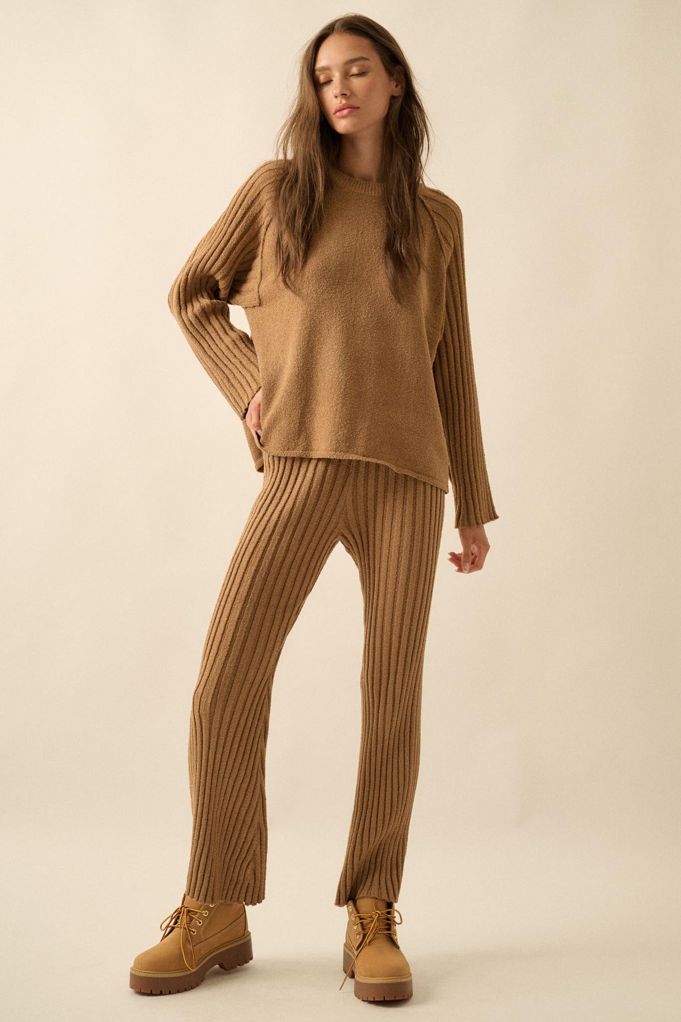 Promise the Label Textured Rib-Knit Sweater Pants