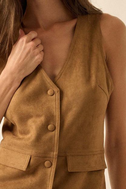 Days Like This Vegan Suede Sleeveless Vest Romper