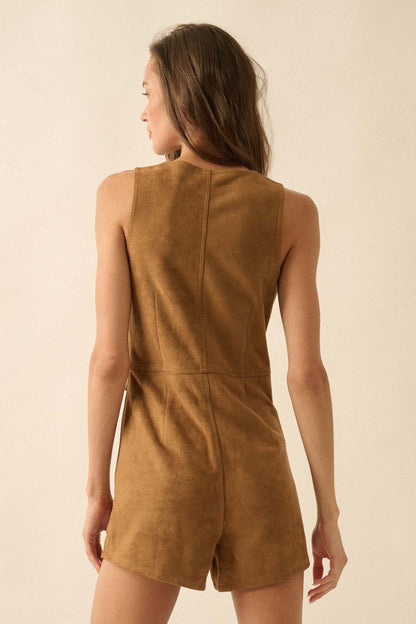 Days Like This Vegan Suede Sleeveless Vest Romper