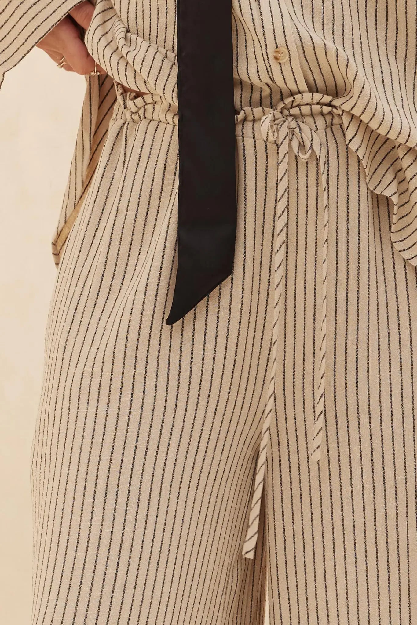 All Lined Up Pinstripe Wide-Leg Drawstring Pants
