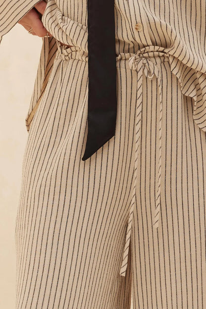 All Lined Up Pinstripe Wide-Leg Drawstring Pants