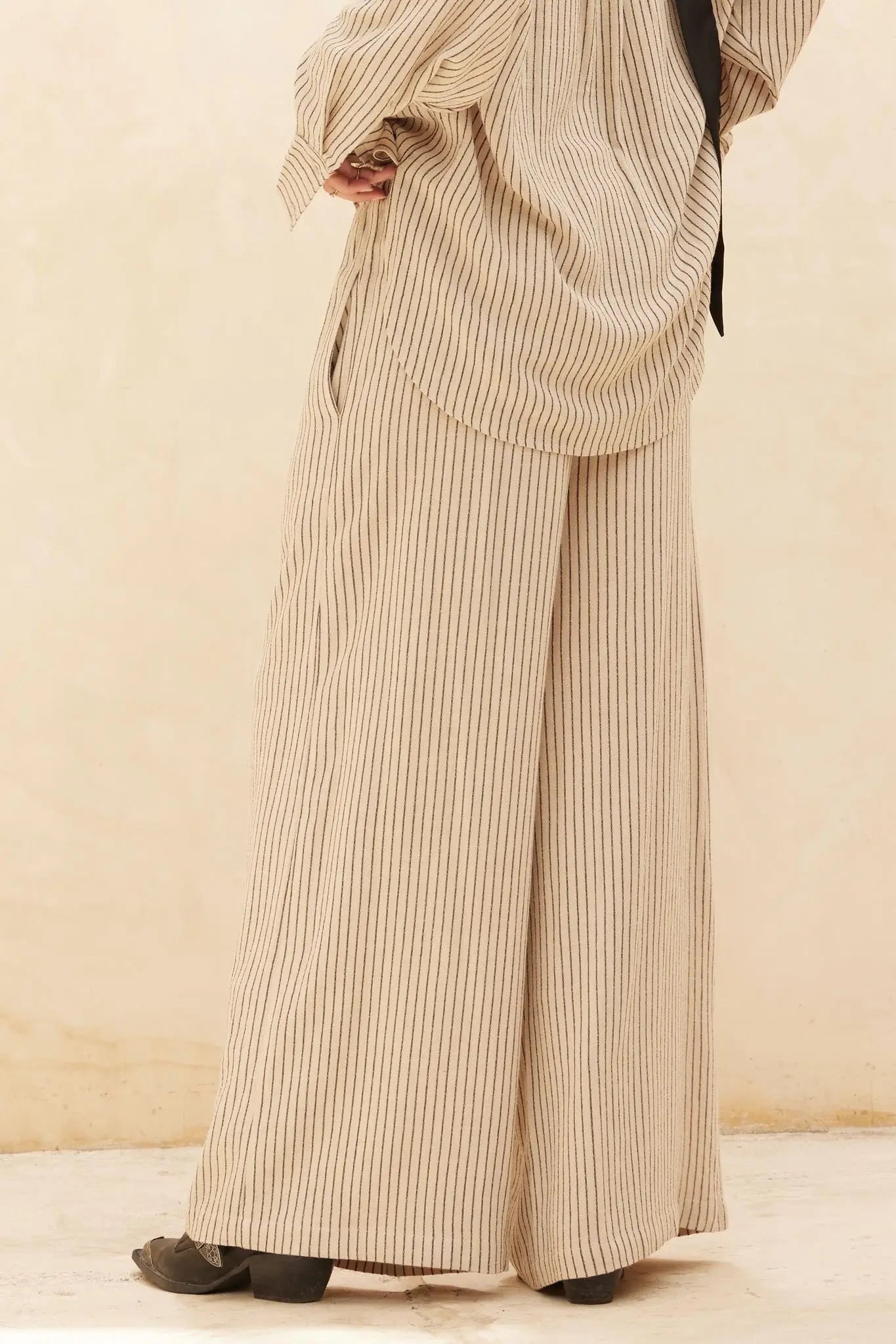 All Lined Up Pinstripe Wide-Leg Drawstring Pants