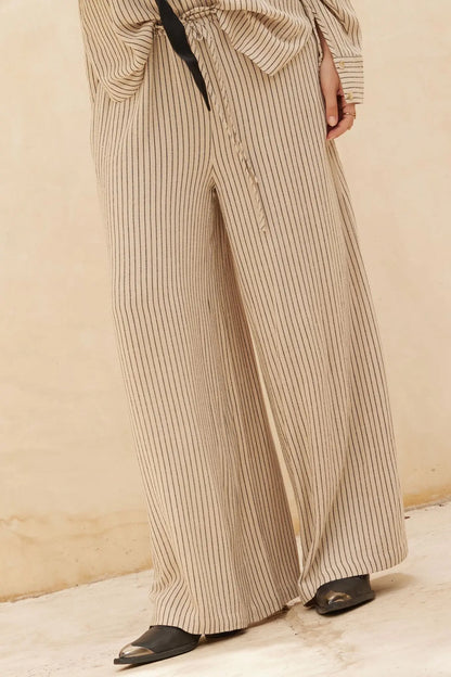 All Lined Up Pinstripe Wide-Leg Drawstring Pants