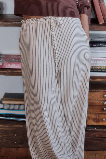 All Lined Up Pinstripe Wide-Leg Drawstring Pants