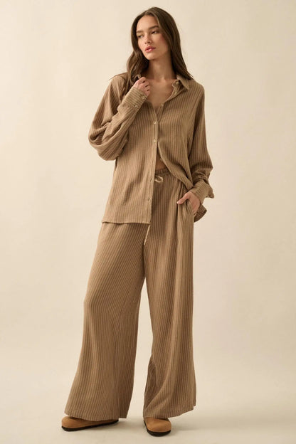 All Lined Up Pinstripe Wide-Leg Drawstring Pants