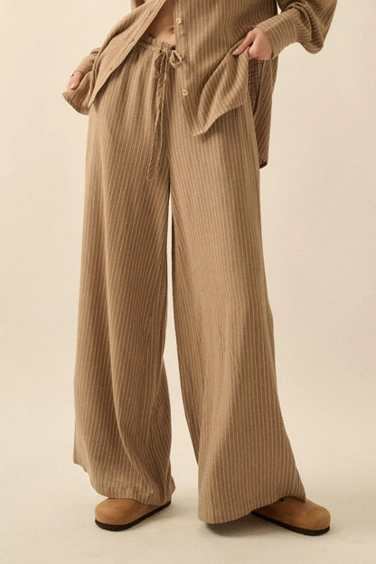 All Lined Up Pinstripe Wide-Leg Drawstring Pants