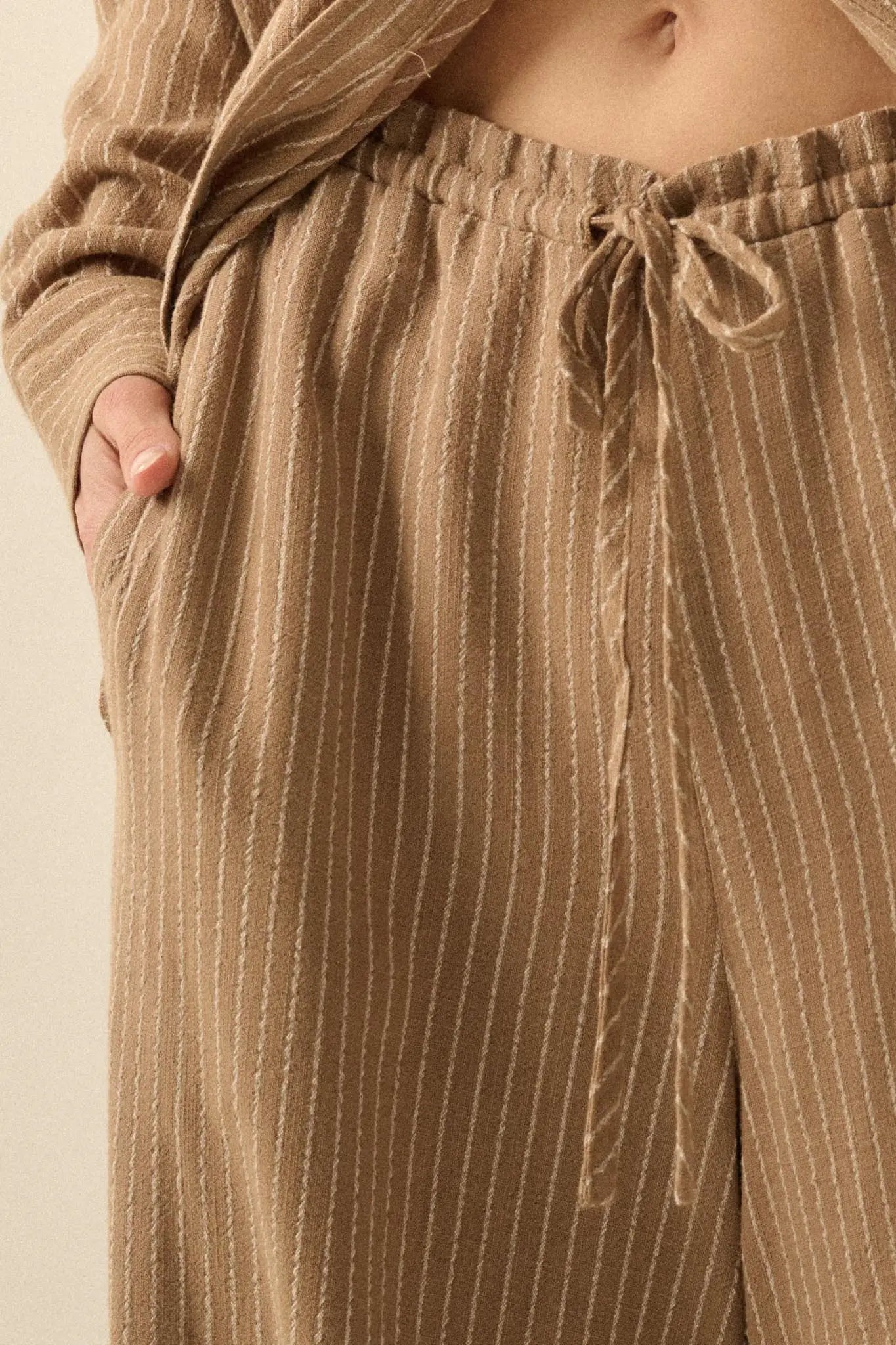 All Lined Up Pinstripe Wide-Leg Drawstring Pants