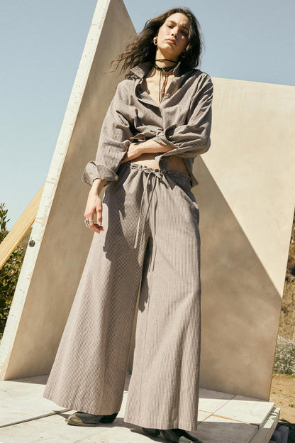 Set It Straight Double Pinstripe Wide-Leg Pants