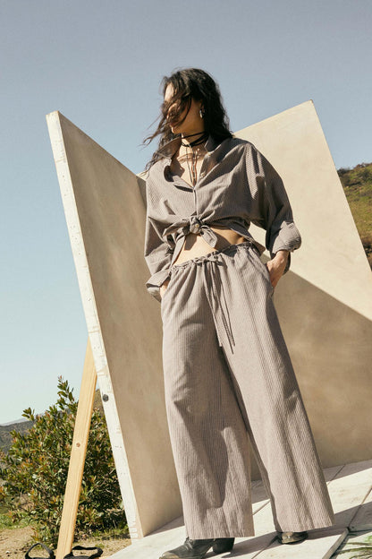 Set It Straight Double Pinstripe Wide-Leg Pants