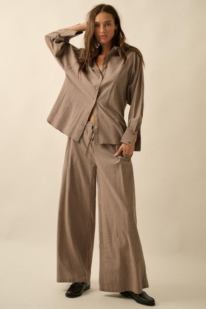 Set It Straight Double Pinstripe Wide-Leg Pants