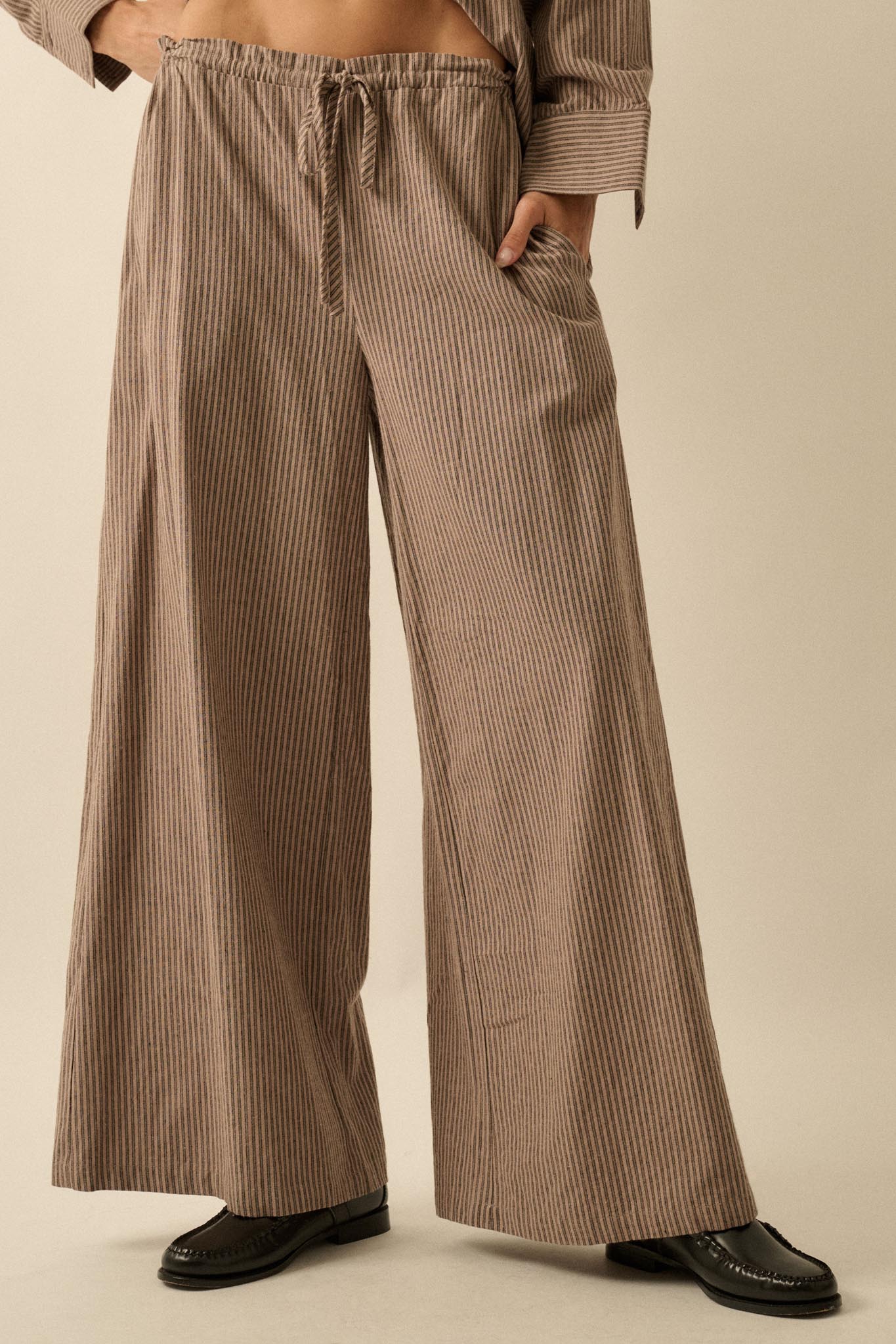Set It Straight Double Pinstripe Wide-Leg Pants