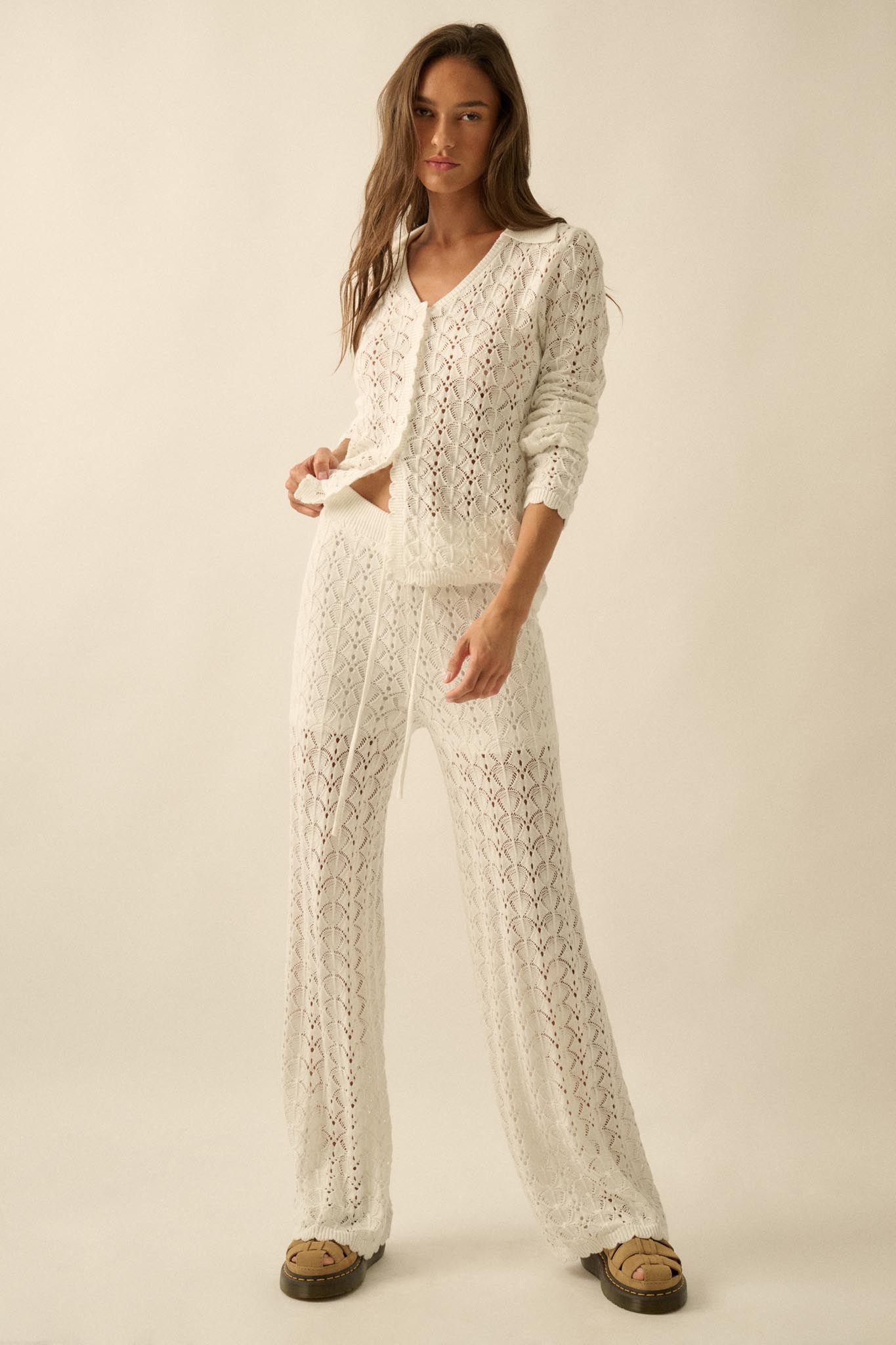 Everything You Need Pointelle-Knit Sweater Pants