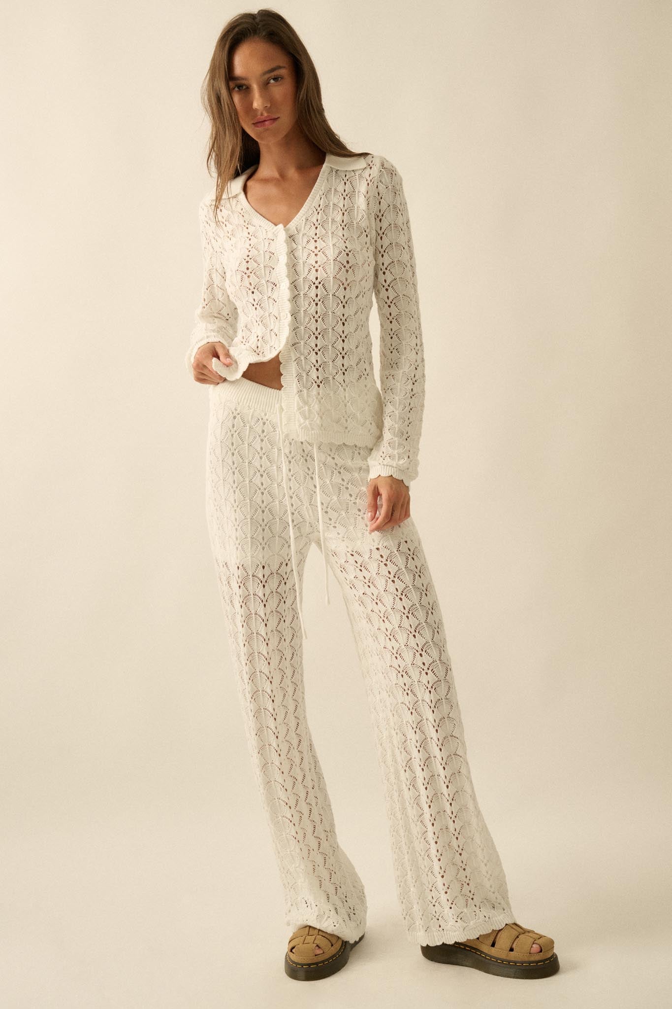 Everything You Need Pointelle-Knit Sweater Pants