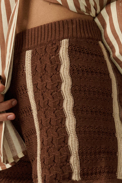 Down the Road Striped Crochet-Knit Sweater Shorts