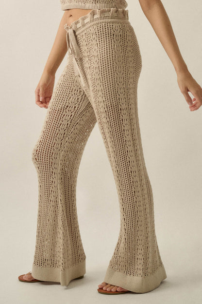 Just Vibing Crochet-Knit Drawstring Sweater Pants