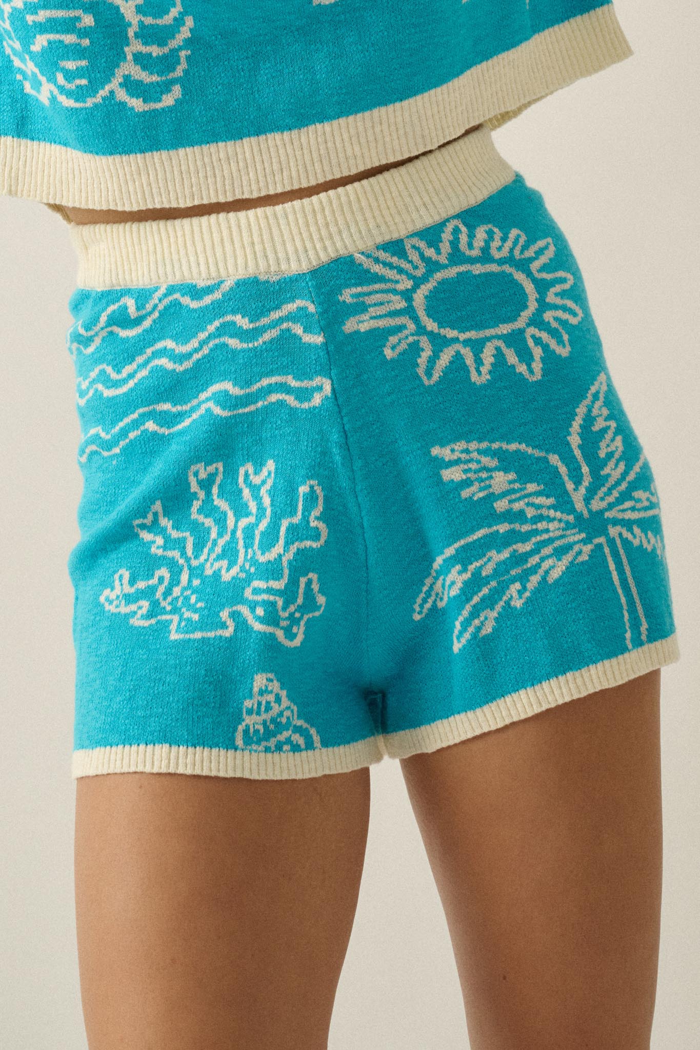 Beach Bum Nautical Jacquard-Knit Sweater Shorts