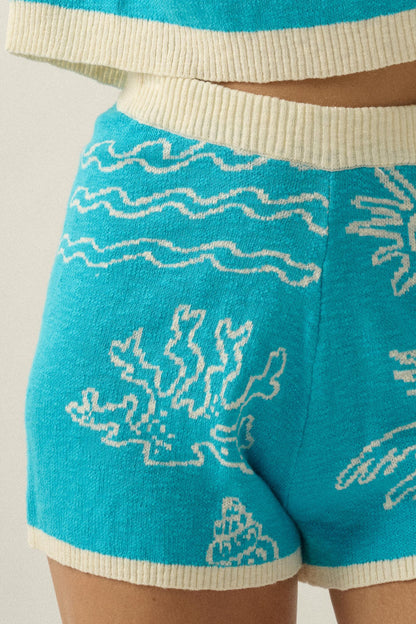 Beach Bum Nautical Jacquard-Knit Sweater Shorts
