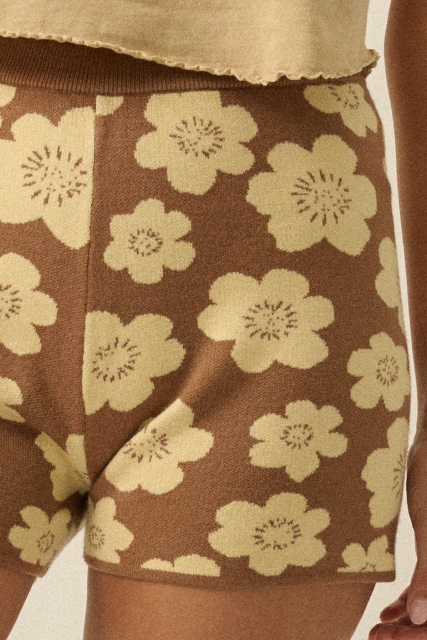Petal Pop Floral Jacquard-Knit Sweater Shorts