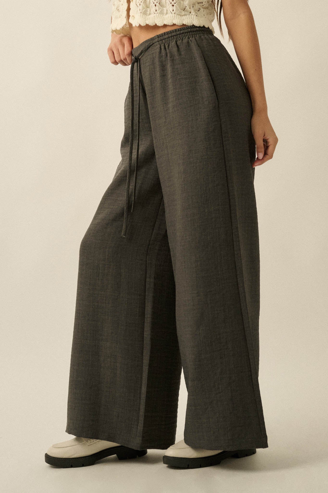 Sidewalk Talk Wide-Leg Drawstring Pocket Pants