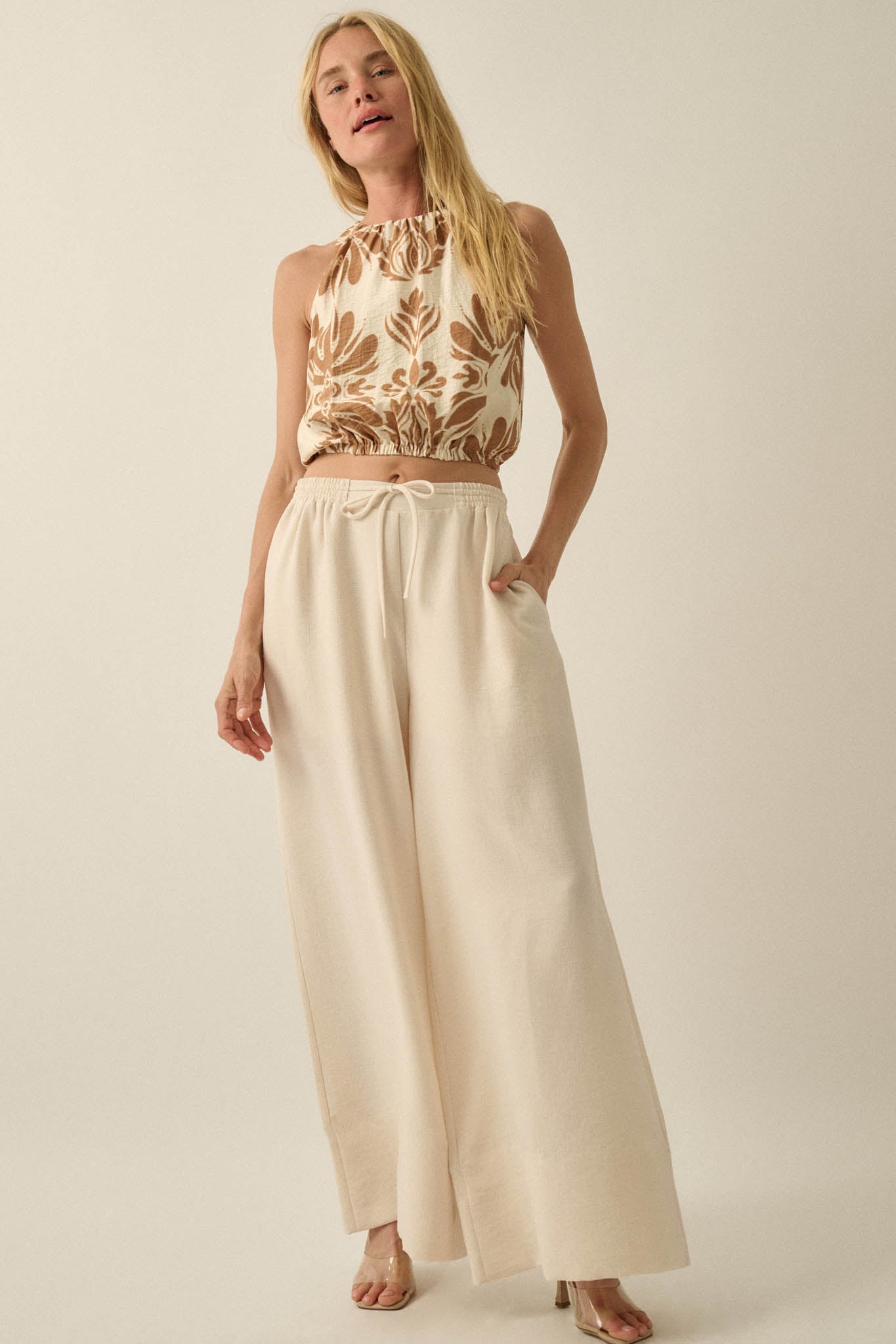 Sidewalk Talk Wide-Leg Drawstring Pocket Pants