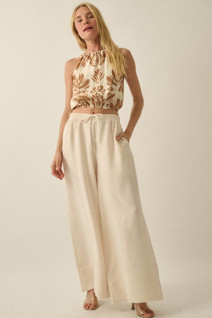 Sidewalk Talk Wide-Leg Drawstring Pocket Pants