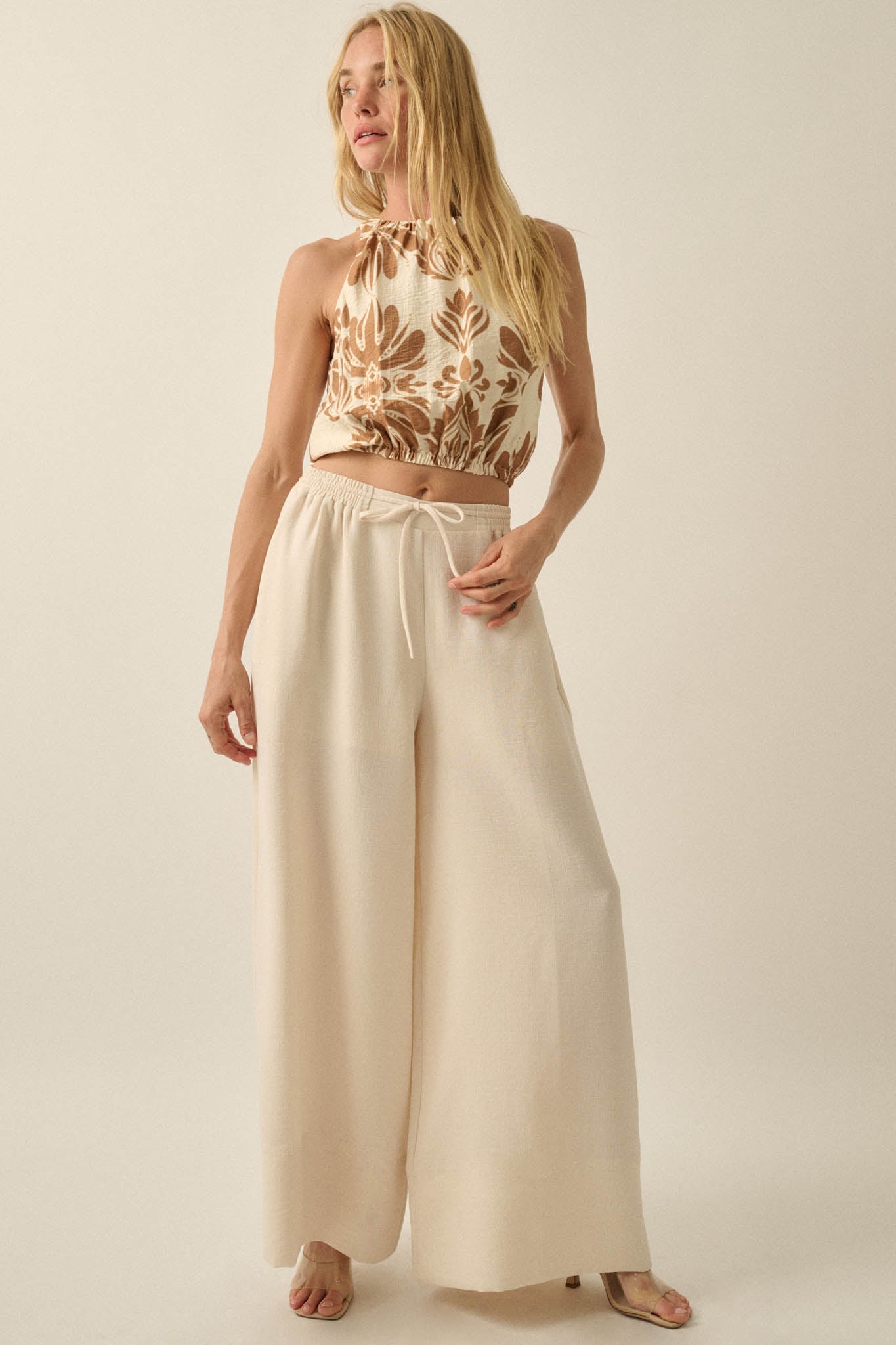 Sidewalk Talk Wide-Leg Drawstring Pocket Pants