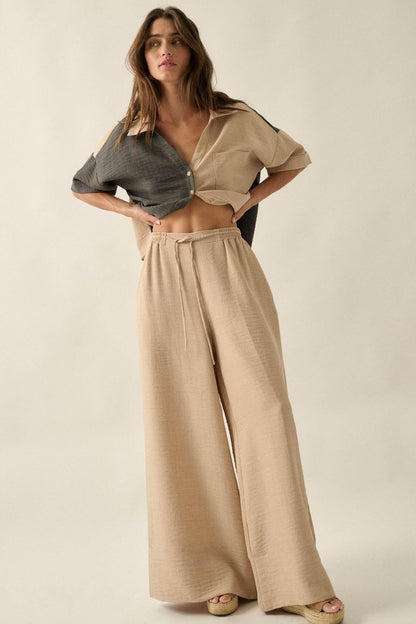 Sidewalk Talk Wide-Leg Drawstring Pocket Pants
