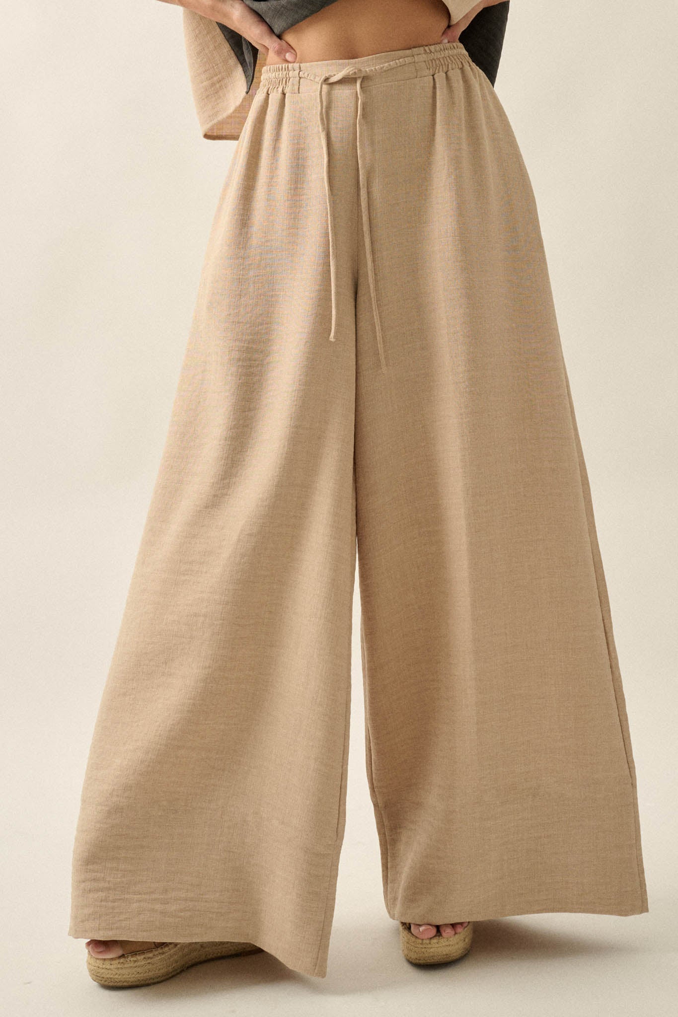 Sidewalk Talk Wide-Leg Drawstring Pocket Pants