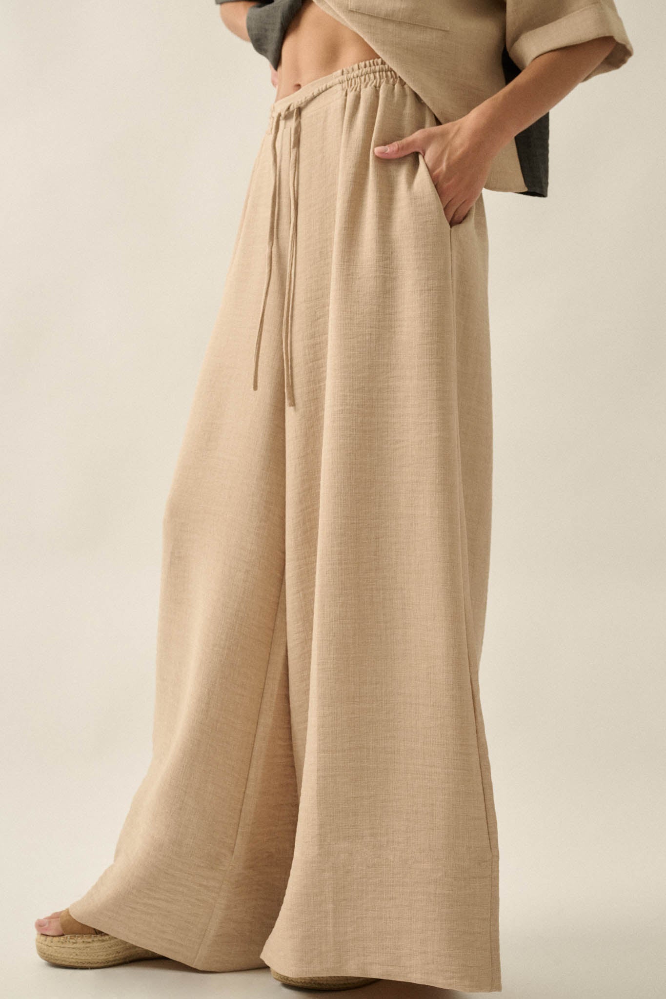 Sidewalk Talk Wide-Leg Drawstring Pocket Pants
