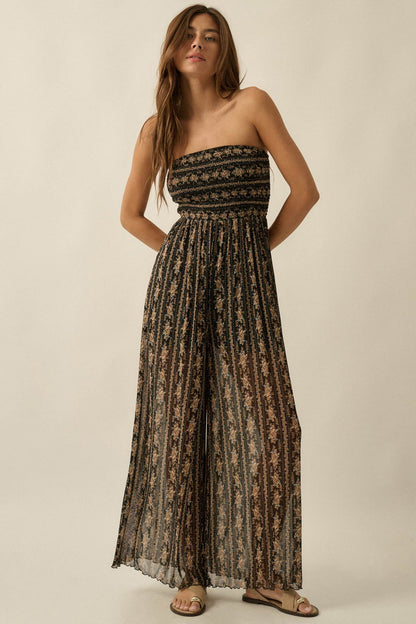 Plenty of Petals Floral Mesh Strapless Jumpsuit