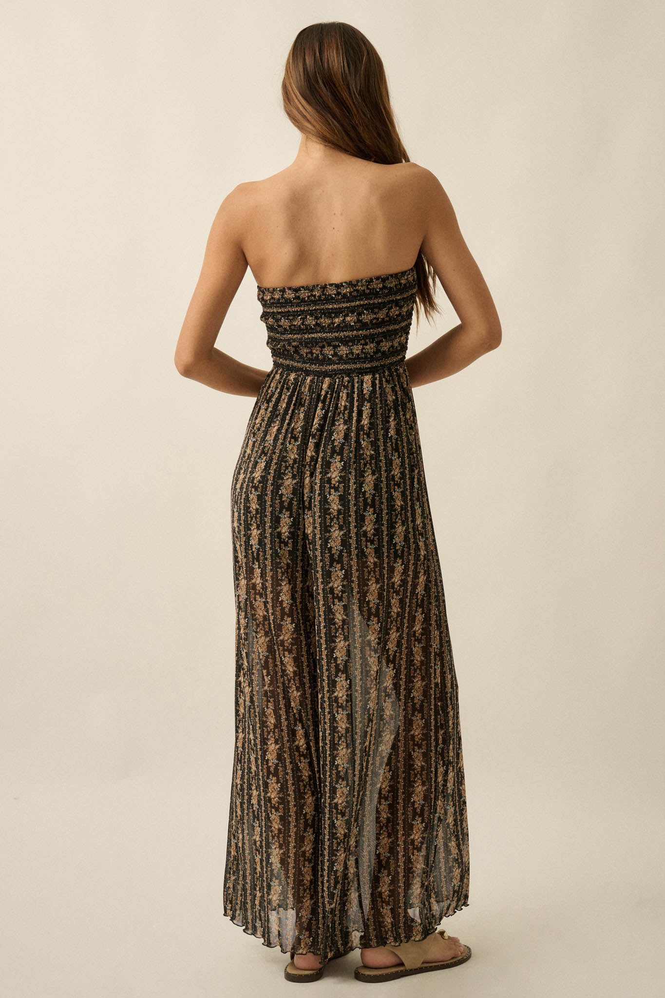 Plenty of Petals Floral Mesh Strapless Jumpsuit