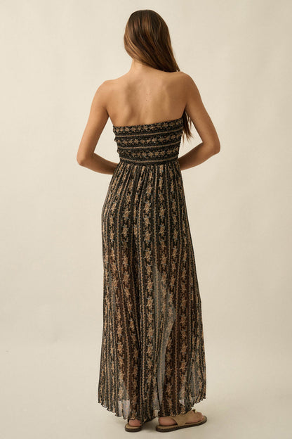 Plenty of Petals Floral Mesh Strapless Jumpsuit
