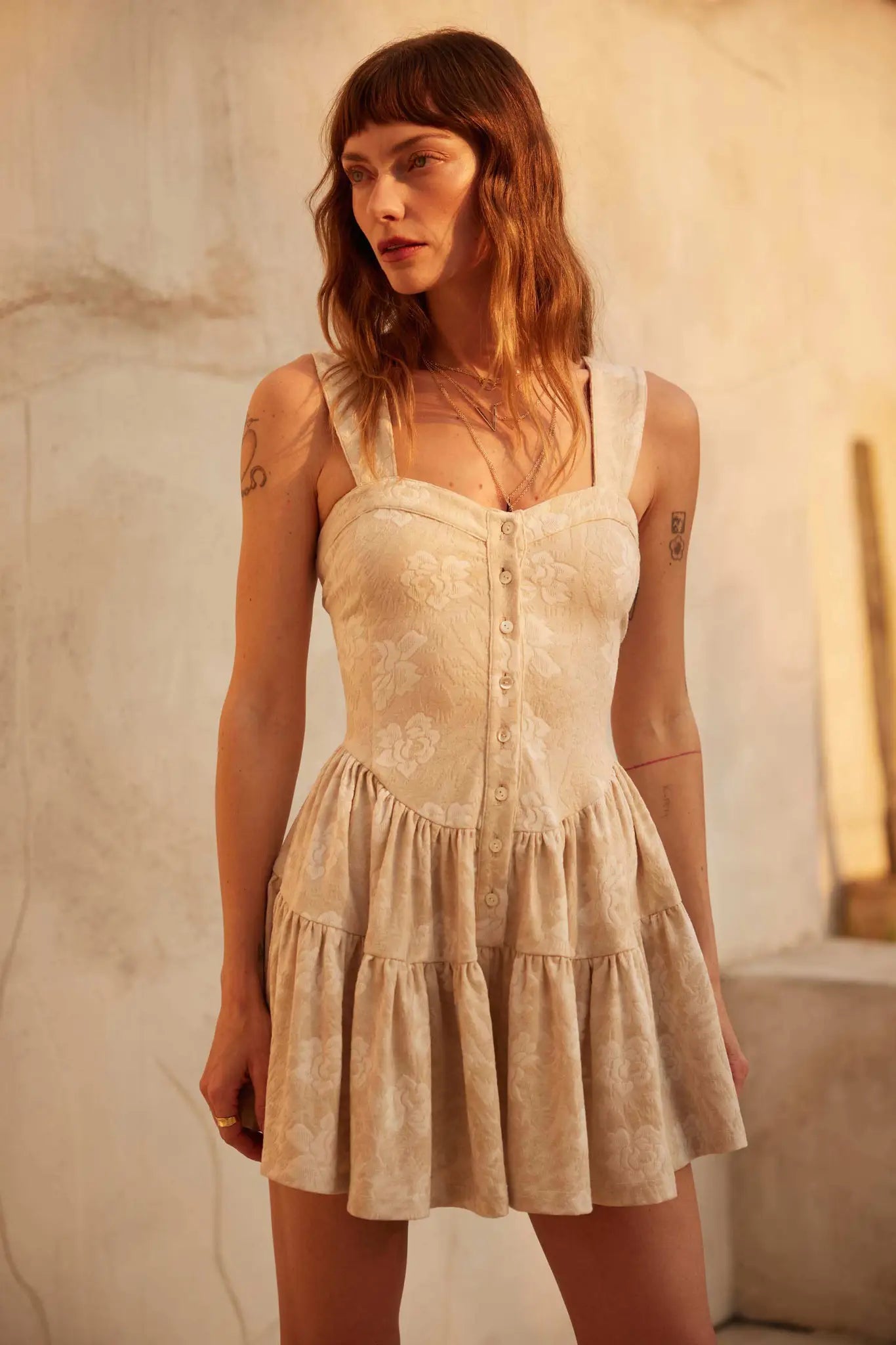 Jacquard Garden Floral Tapestry Ruffled Romper