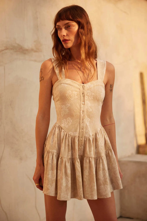 Jacquard Garden Floral Tapestry Ruffled Romper