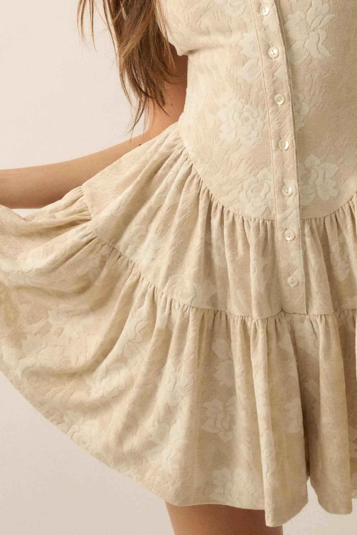 Jacquard Garden Floral Tapestry Ruffled Romper