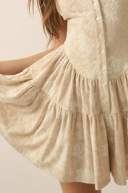 Jacquard Garden Floral Tapestry Ruffled Romper