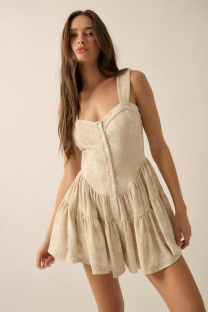 Jacquard Garden Floral Tapestry Ruffled Romper