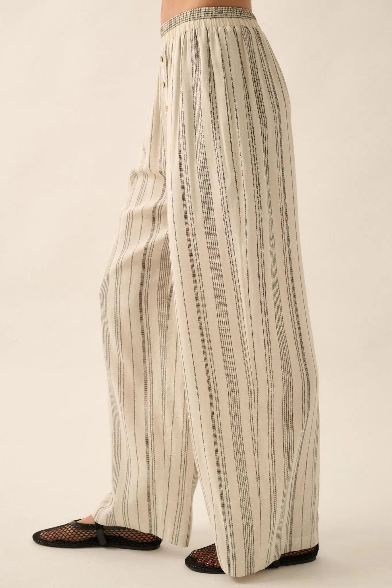 Along for the Ride Pinstripe Wide-Leg Pants