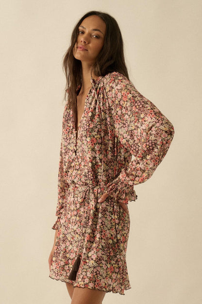 Picking Wildflowers Floral Mesh Belted Romper