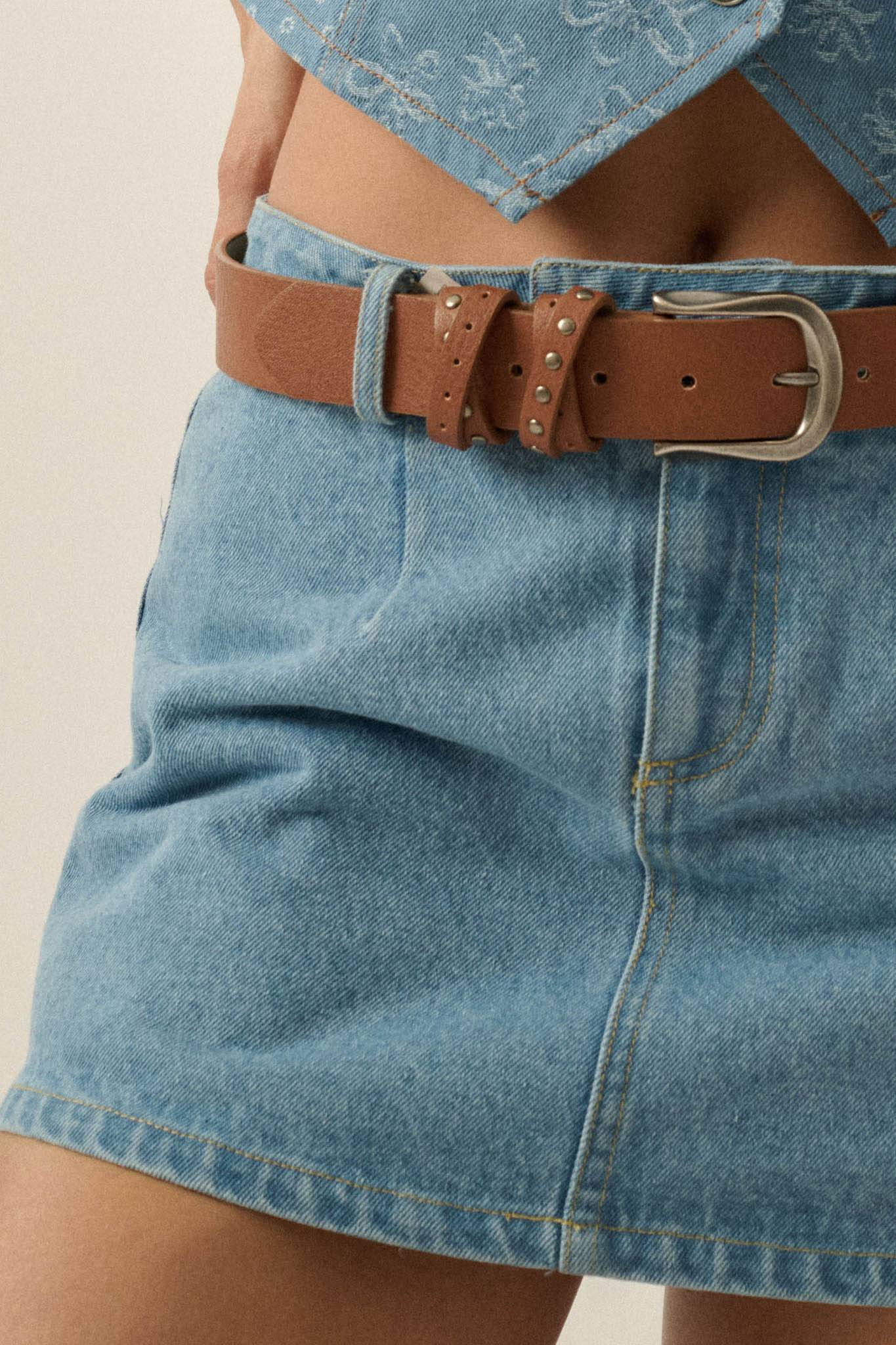 Jean Scene Low-Rise Denim Mini Skort