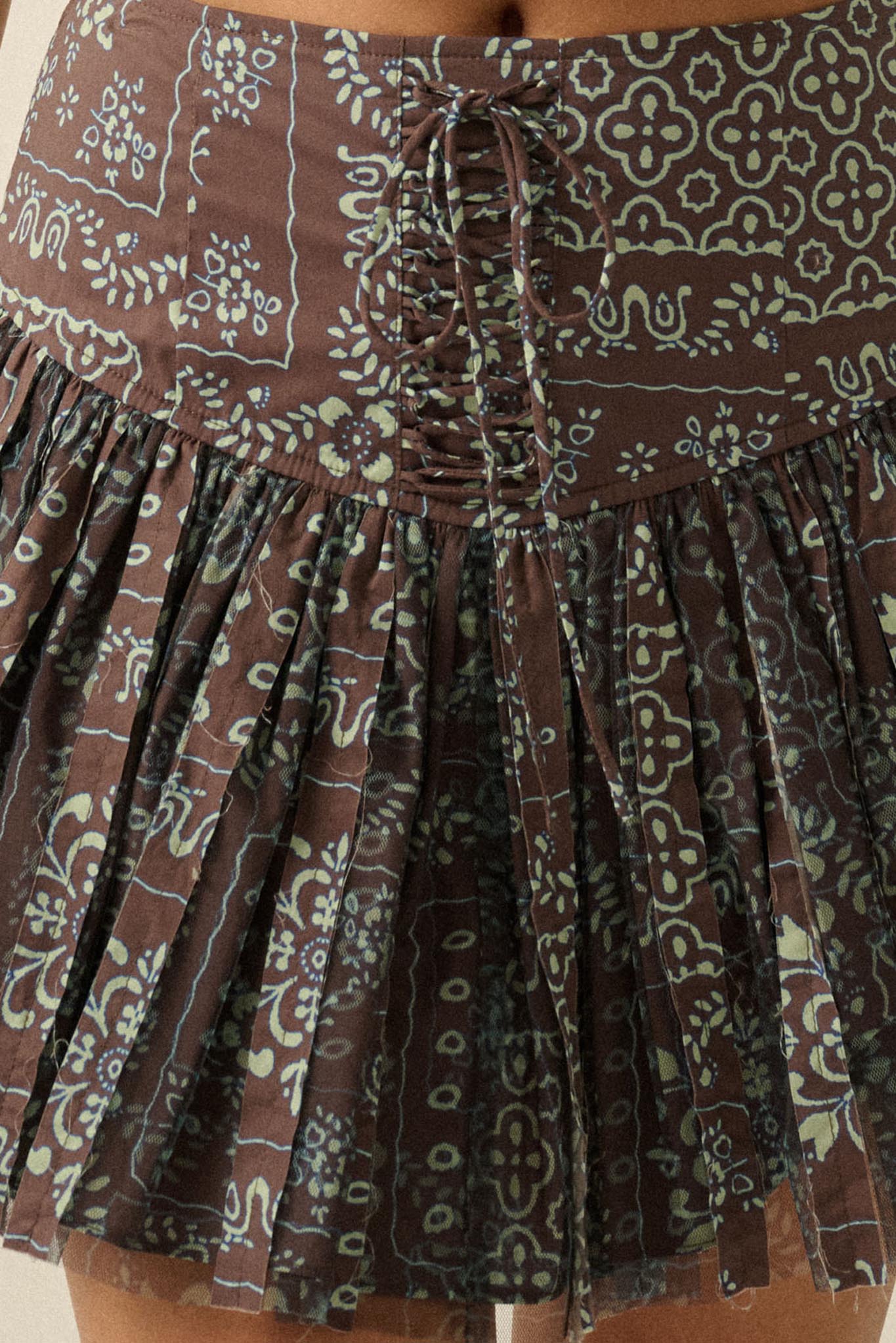 Blooming Bandana Floral Drop-Waist Mini Skort